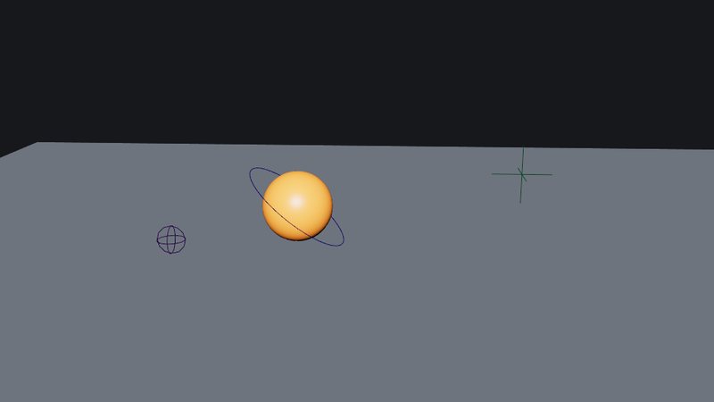 The working viewport: grid, a control curve, a locator and a joint around the animated ball.
