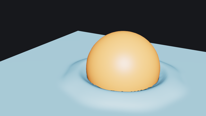 The ball at its deepest: the flattened patch and the bulge around it.